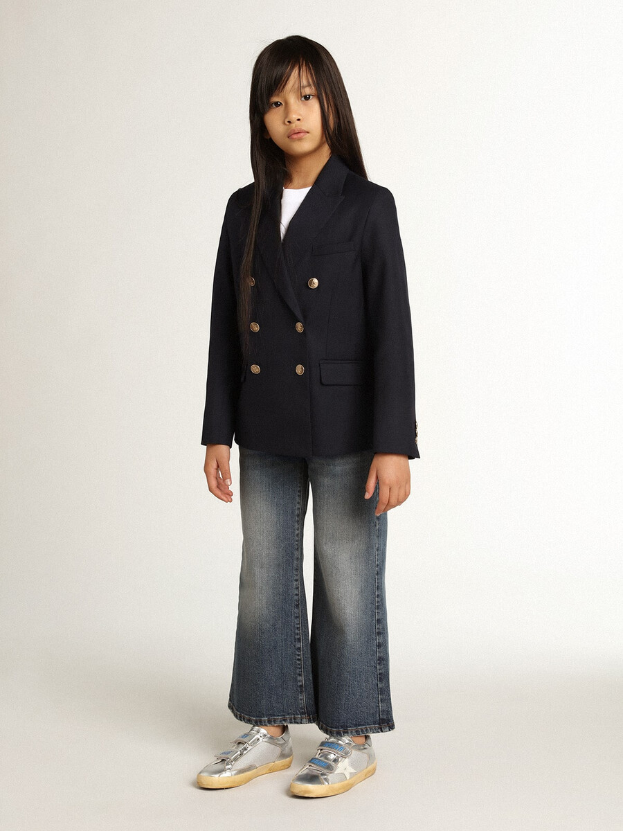 weit geschnittene jeans aus mittelblauem bull-denim
