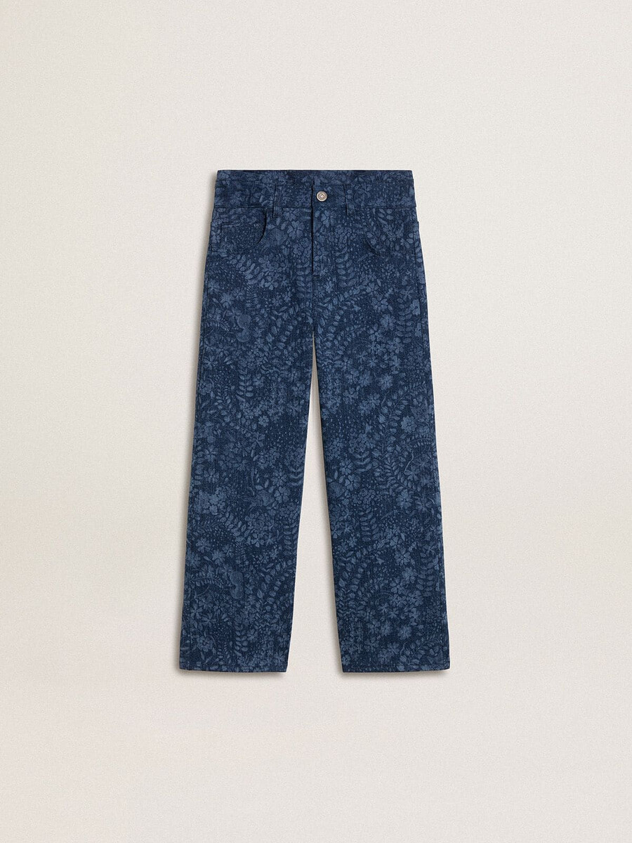 mädchenjeans mittelgroß gewaschen weit geschnitten mit print