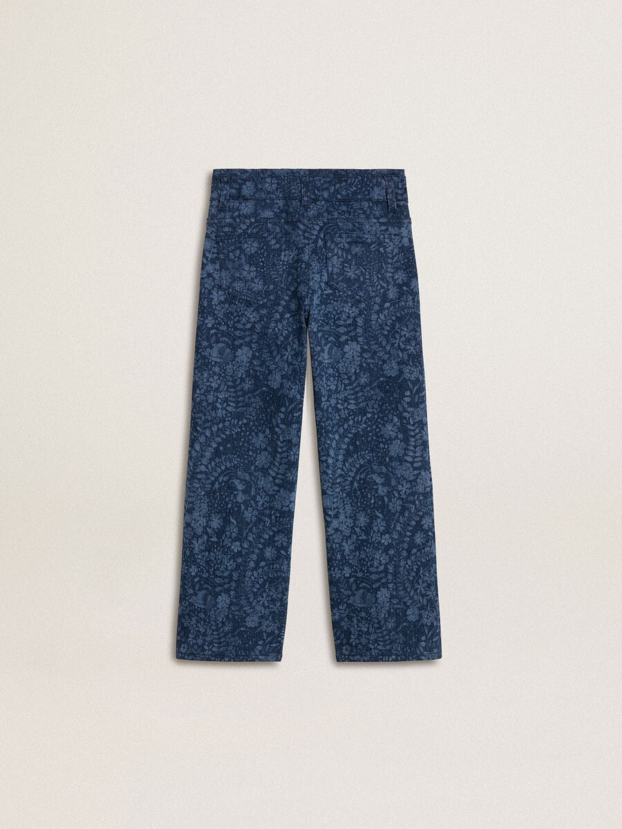 mädchenjeans mittelgroß gewaschen weit geschnitten mit print