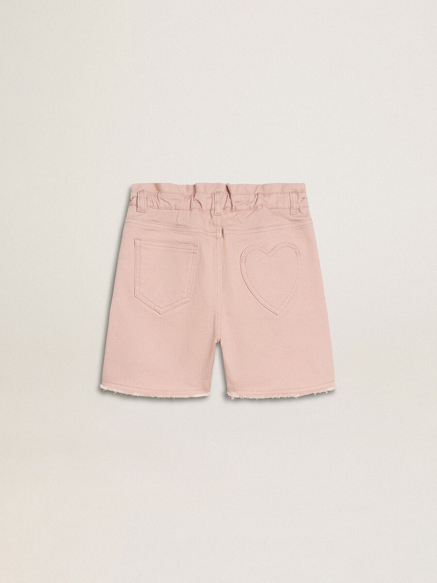 mädchen-shorts aus rosa baumwolle mit stickerei