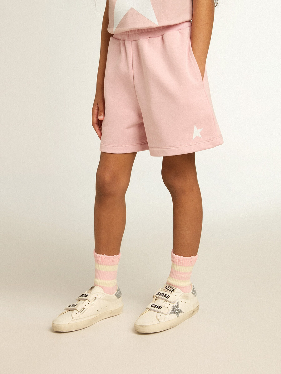 mädchenshorts in rosa mit weißem stern