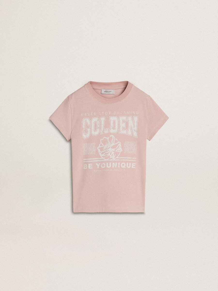 mädchen-t-shirt in rosa mit weißem aufdruck