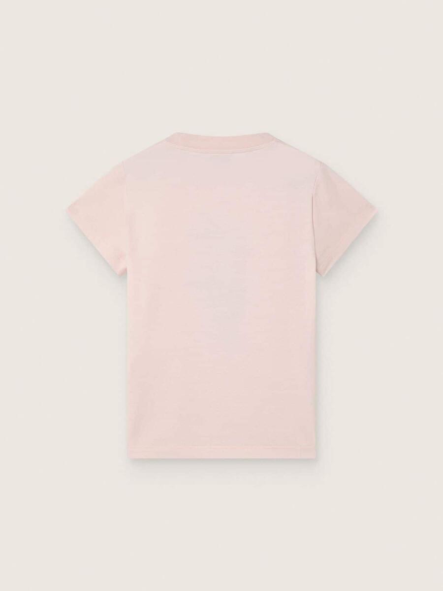 journey t-shirt für mädchen aus rosa baumwolljersey mit digitalem maskottchen-print