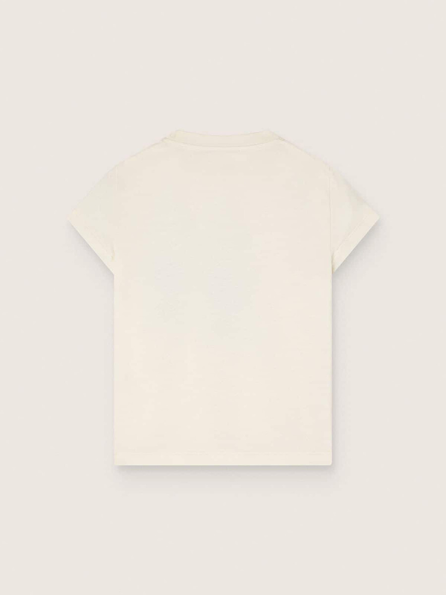 journey t-shirt für mädchen aus weißem baumwolljersey mit digitalem maskottchendruck und kristallapplikationen