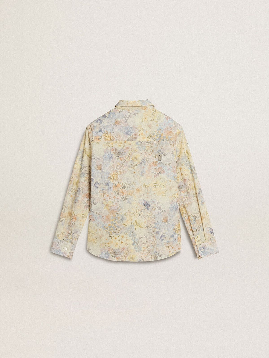 mädchen-baumwollhemd mit mehrfarbigem blumenmuster