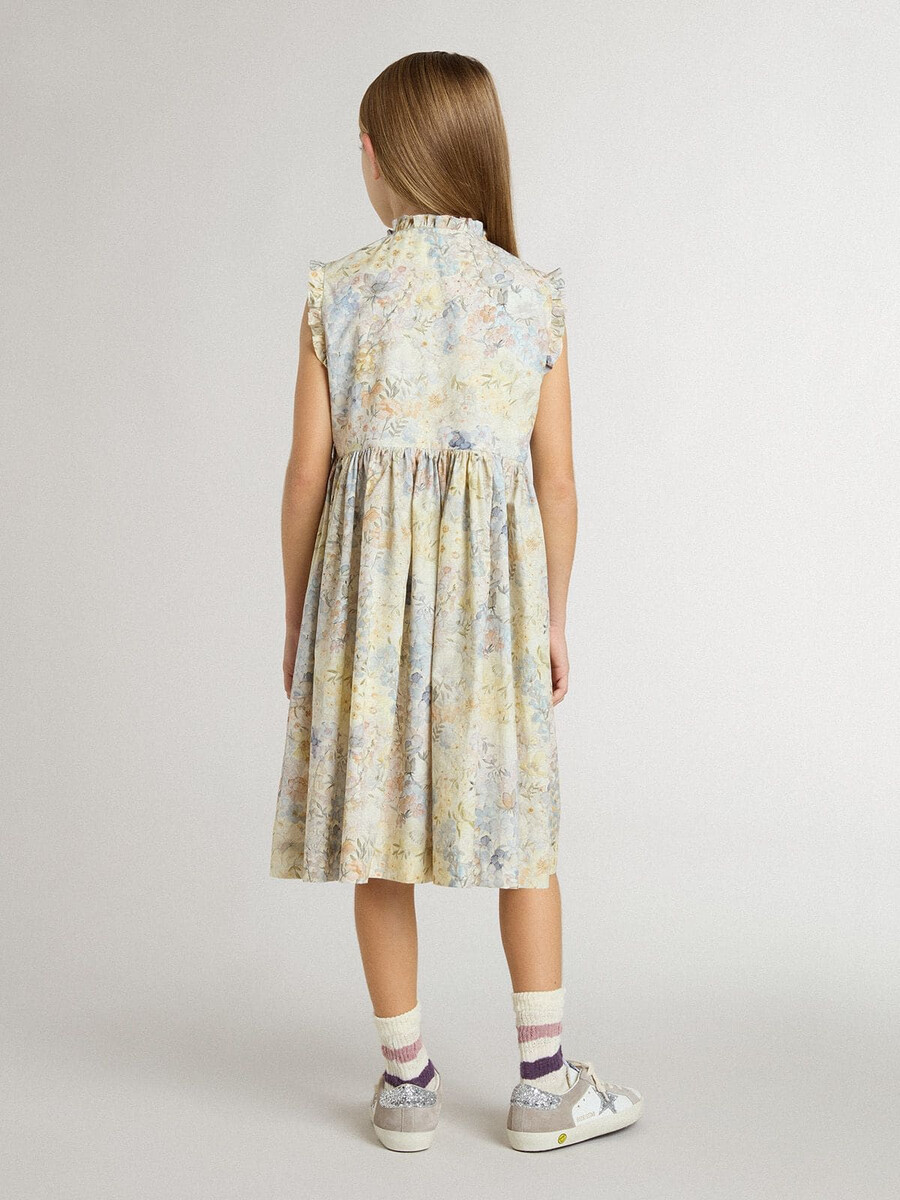 mädchen-midikleid aus baumwolle mit mehrfarbigem blumenmuster