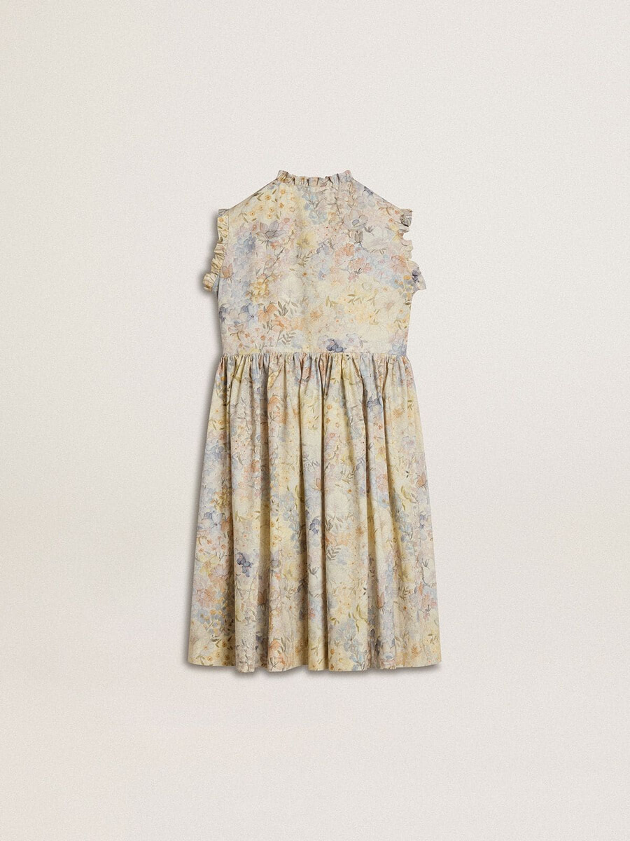 mädchen-midikleid aus baumwolle mit mehrfarbigem blumenmuster