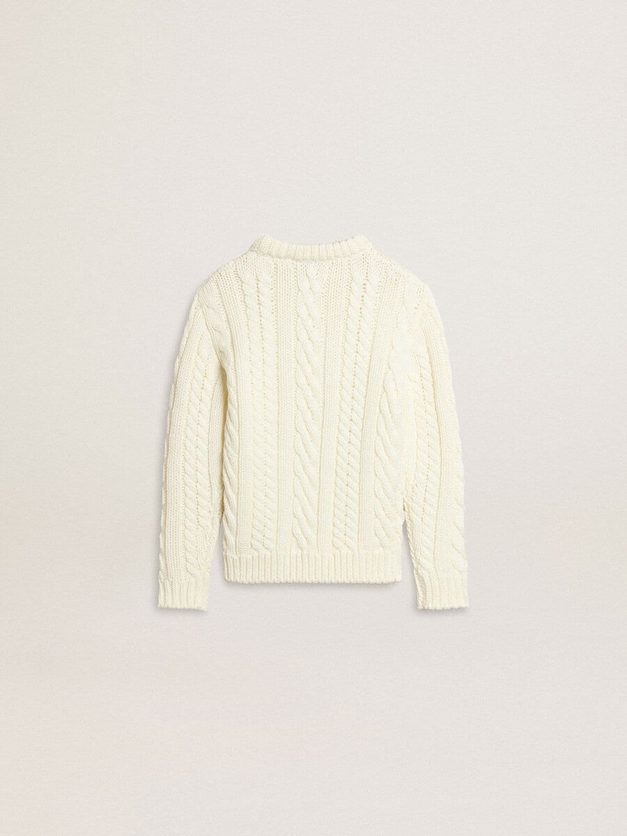 weißer wollpullover für mädchen mit perlen