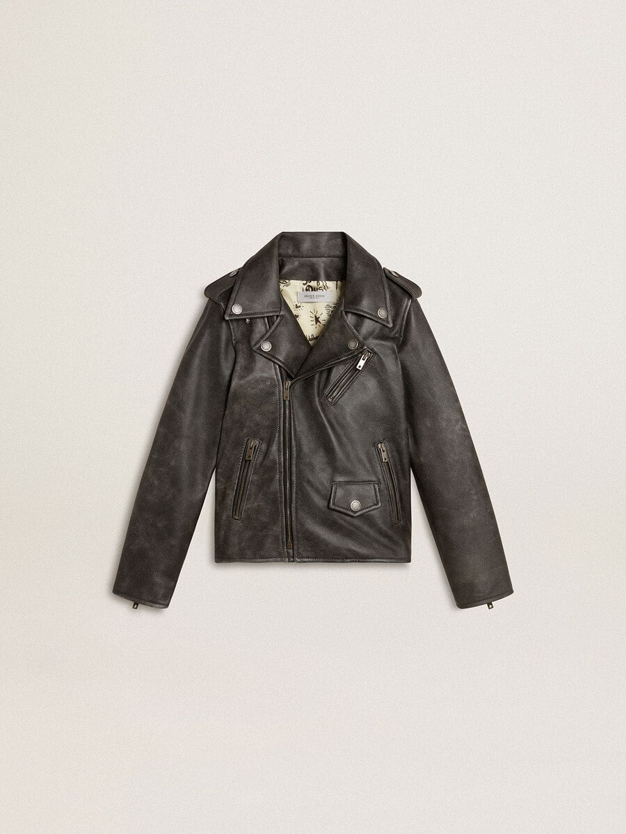 bikerjacke für jungen aus used-leder