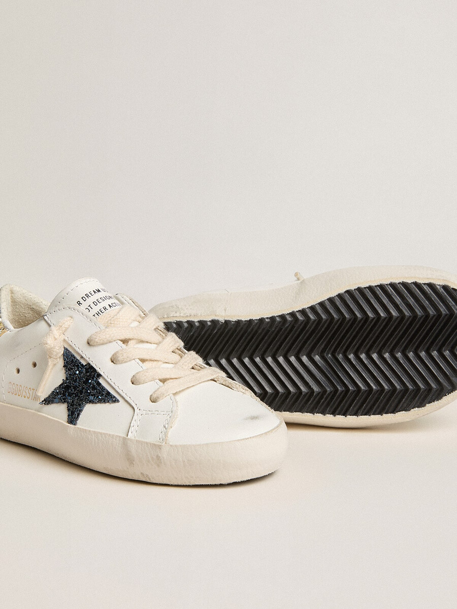 junior super-star aus leder mit glitzerstern und fersenlasche