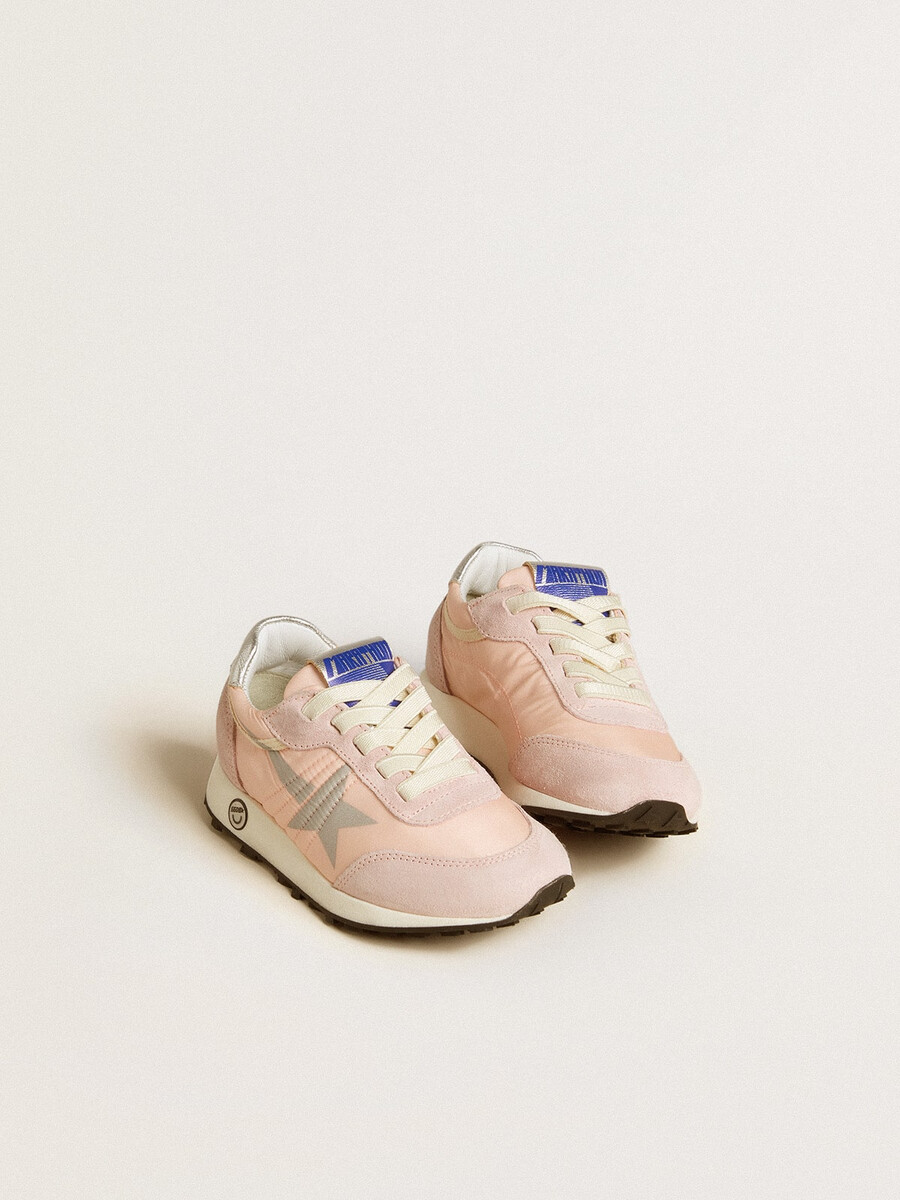 marathon junior aus pinkfarbenem nylon mit aufgedrucktem stern und leder-fersenlasche