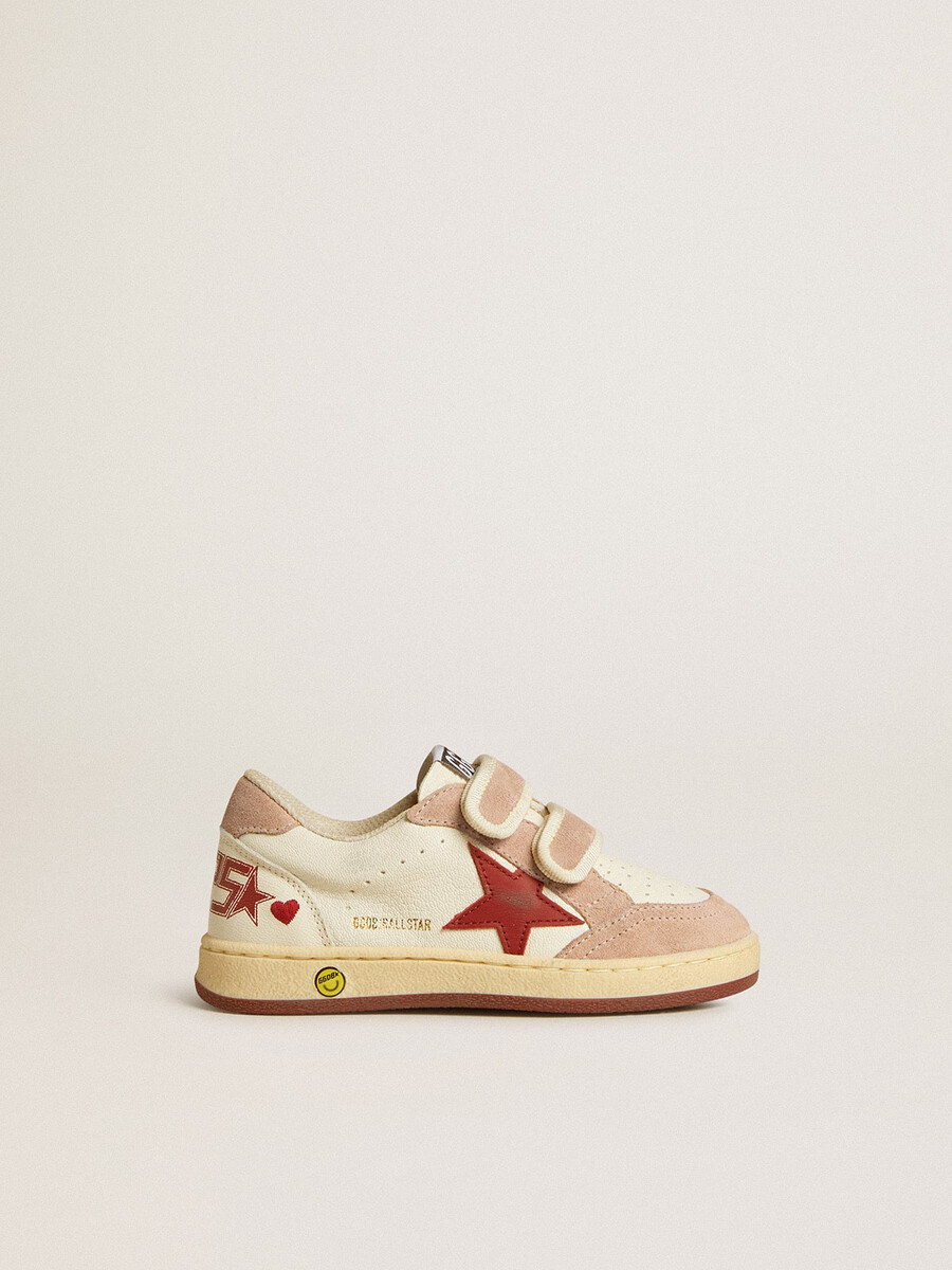 ball star junior in nappaleder mit nappa-stern und rosa wildleder-fersenlasche