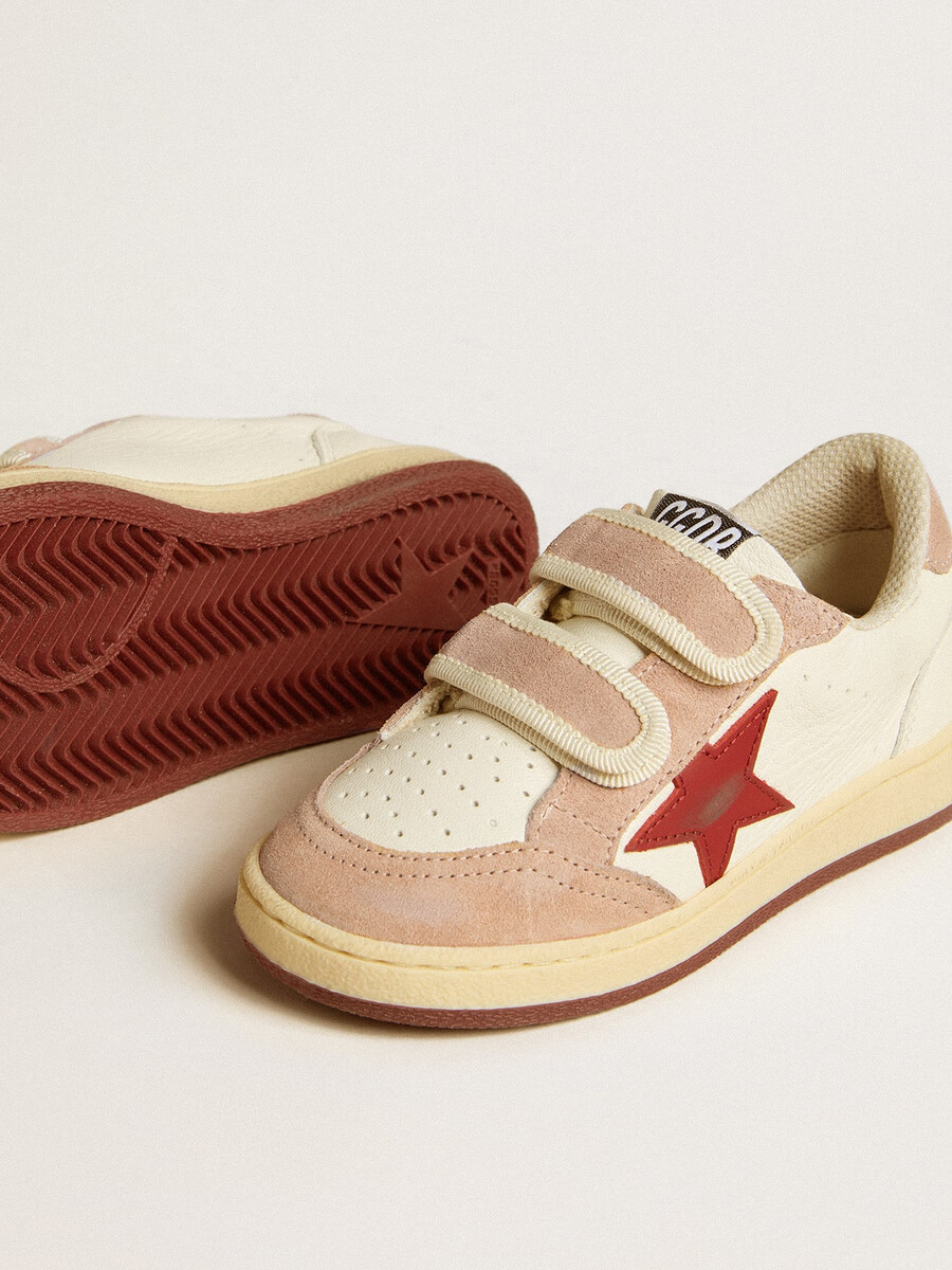 ball star junior in nappaleder mit nappa-stern und rosa wildleder-fersenlasche