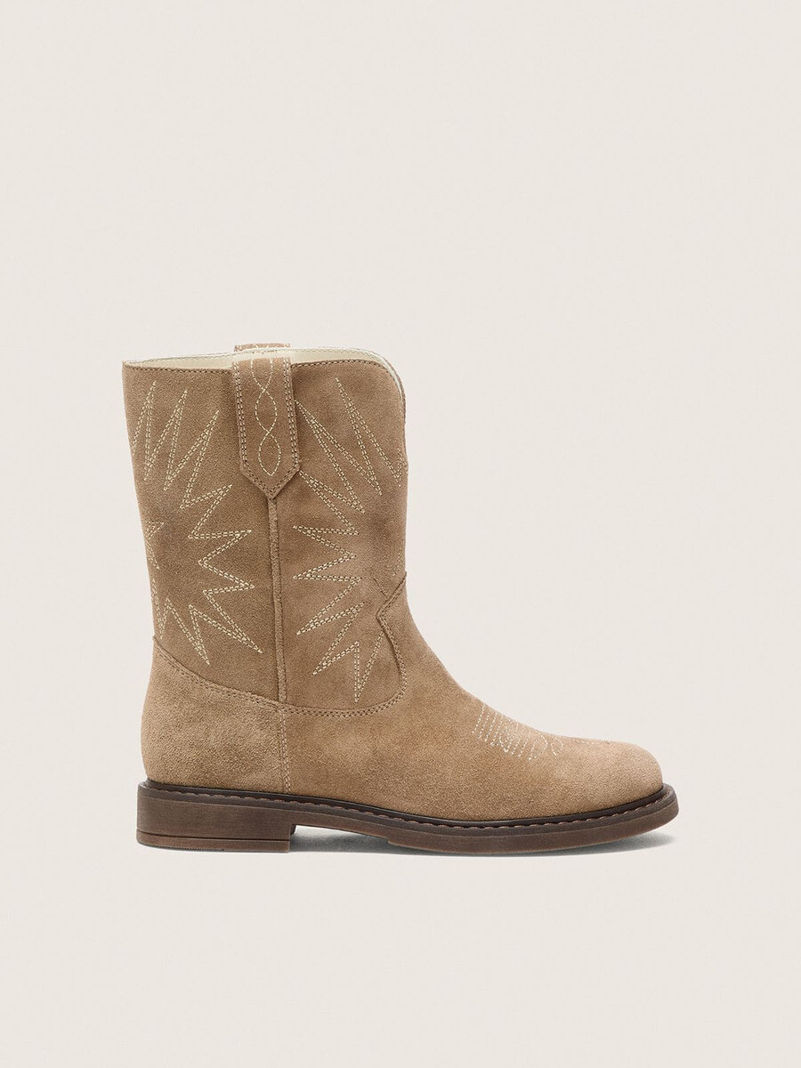 junior wish stiefel aus taubengrauem wildleder mit sternenstickerei