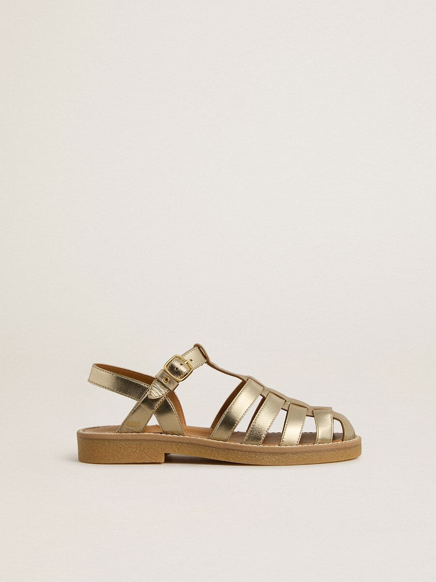 maxime young sandalen aus goldfarbenem leder