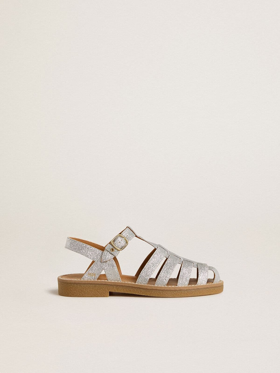 maxime junior sandalen in silbernem mikroglitzer