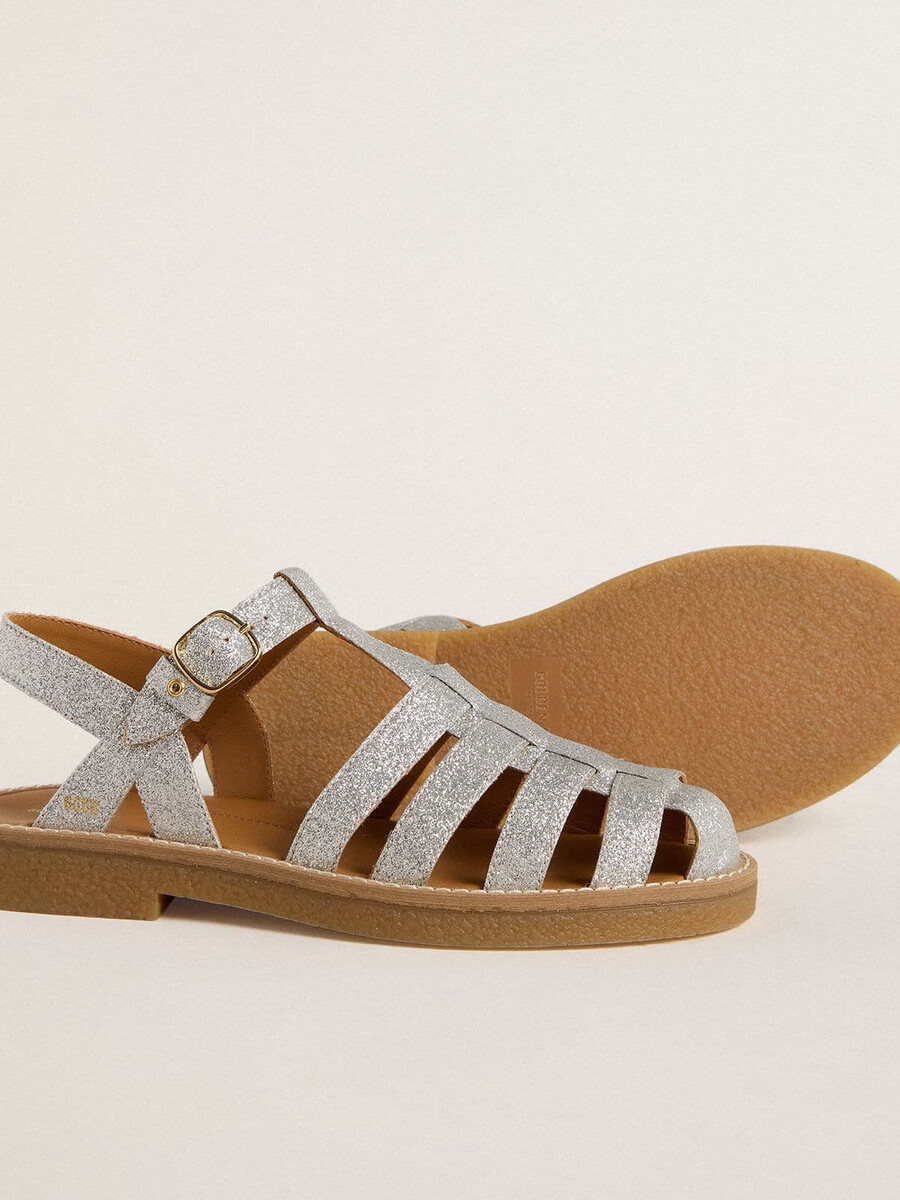 maxime junior sandalen in silbernem mikroglitzer