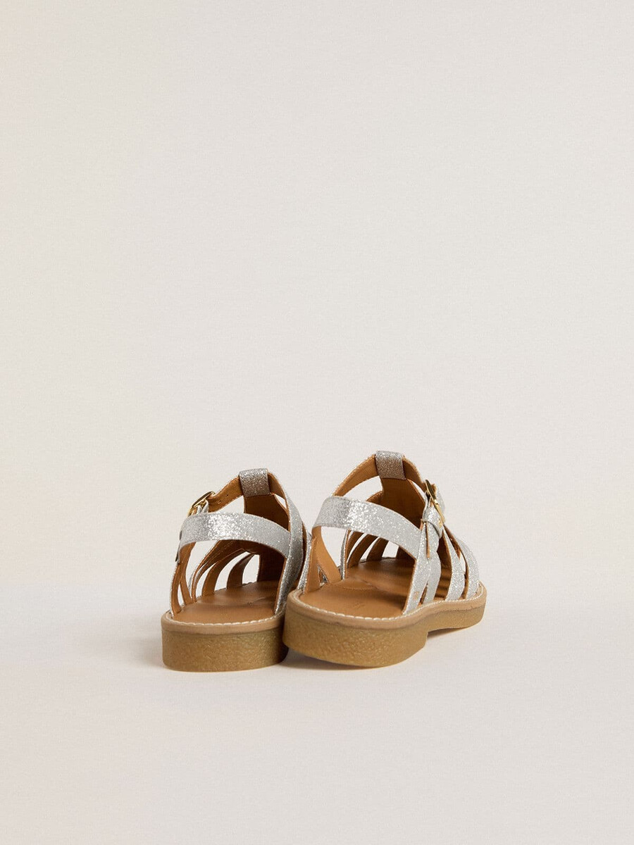 maxime junior sandalen in silbernem mikroglitzer