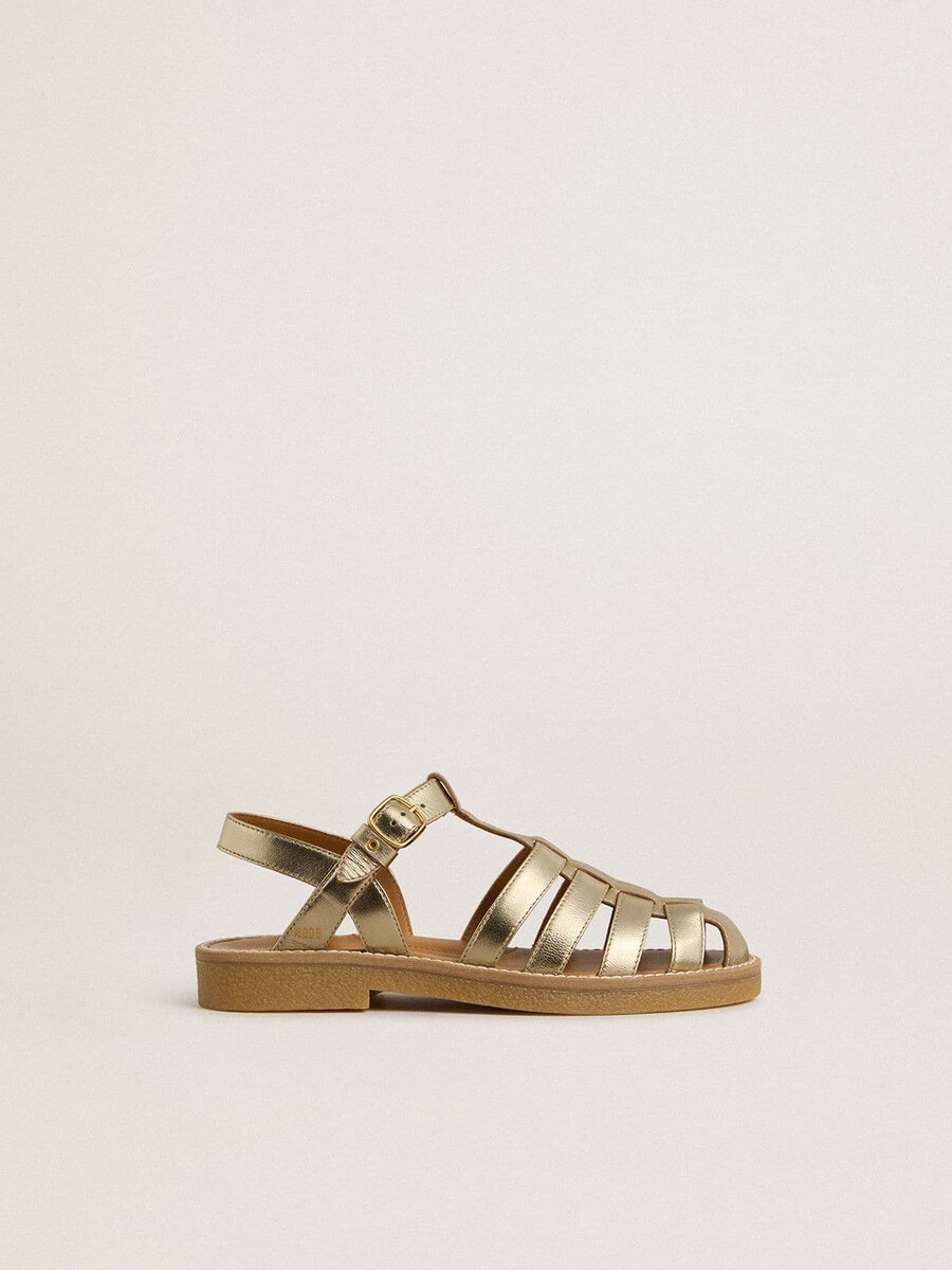 maxime junior sandalen aus goldfarbenem leder