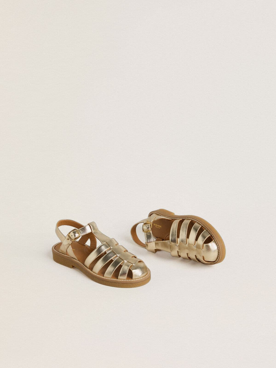 maxime junior sandalen aus goldfarbenem leder