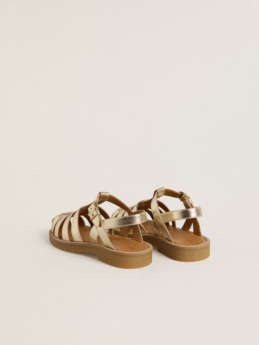 maxime junior sandalen aus goldfarbenem leder