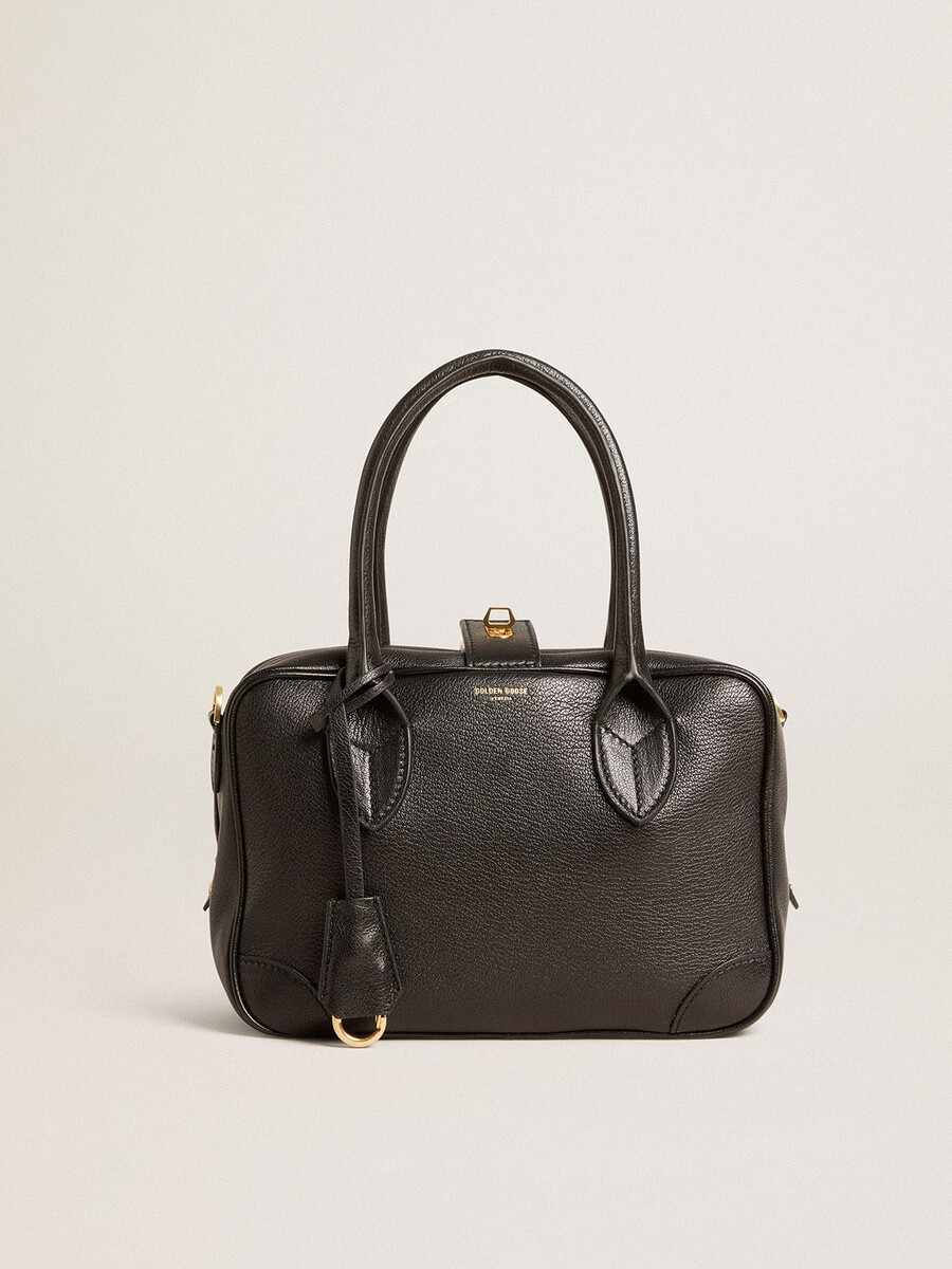 vita-tasche aus schwarzem schafsleder mit goldenen details