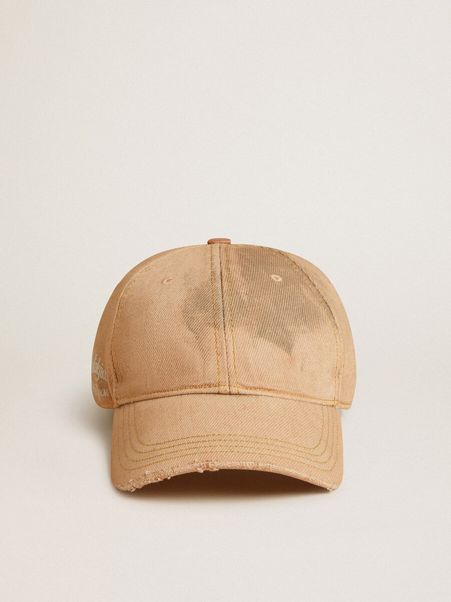 beige baseballkappe mit used-look