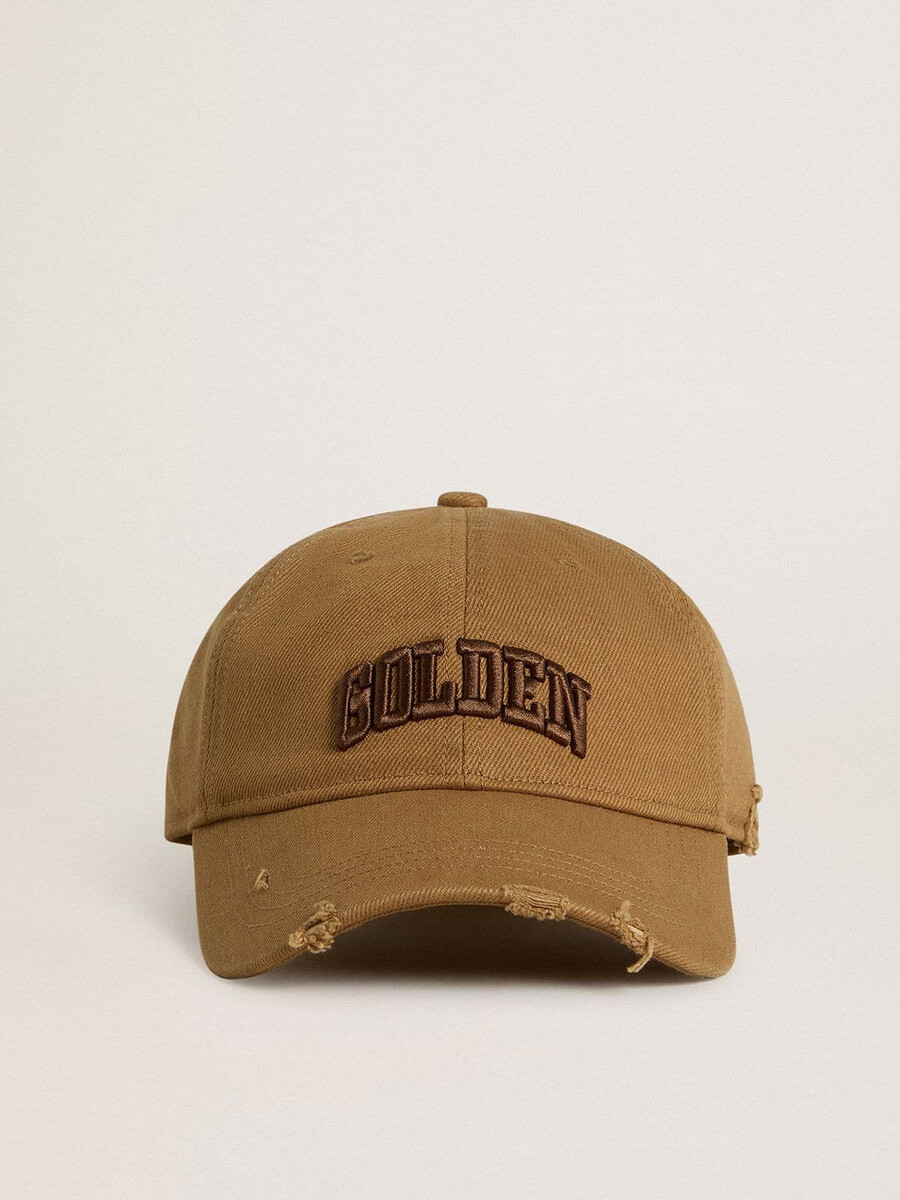 beige baseballkappe aus baumwolle mit used-look