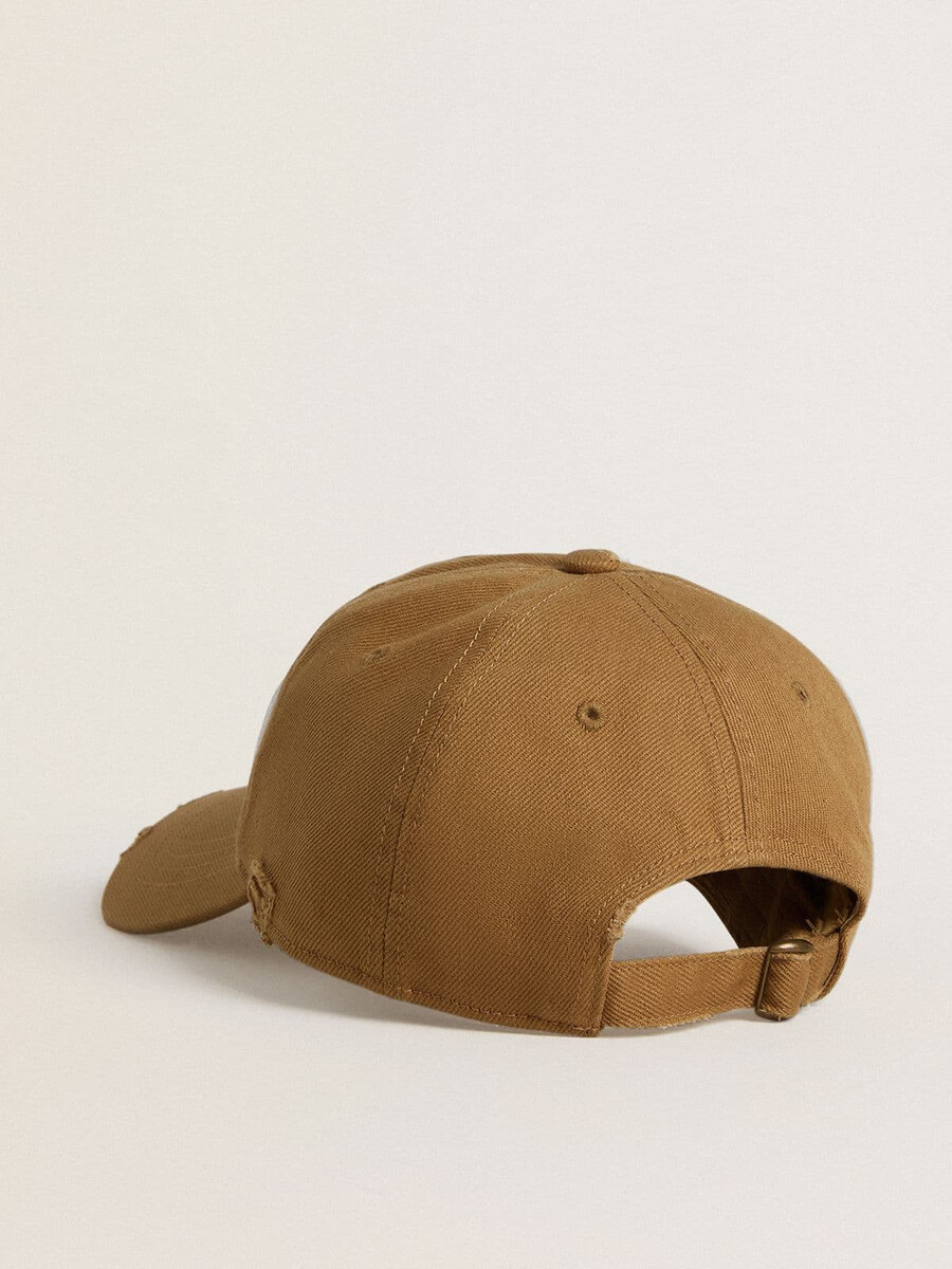 beige baseballkappe aus baumwolle mit used-look