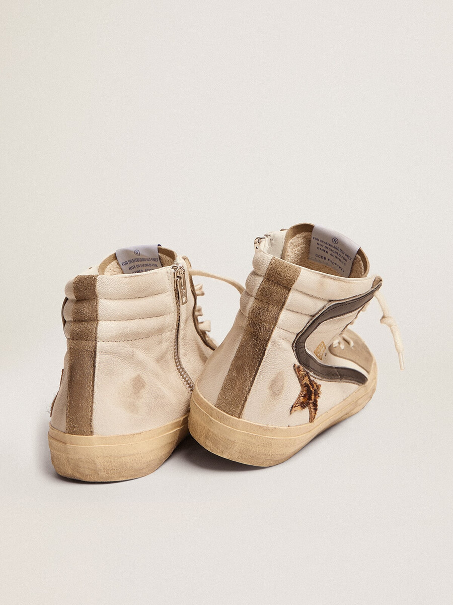 herren-sandalen mit leopardenmuster ponyfellstern und schwarzem glitzer