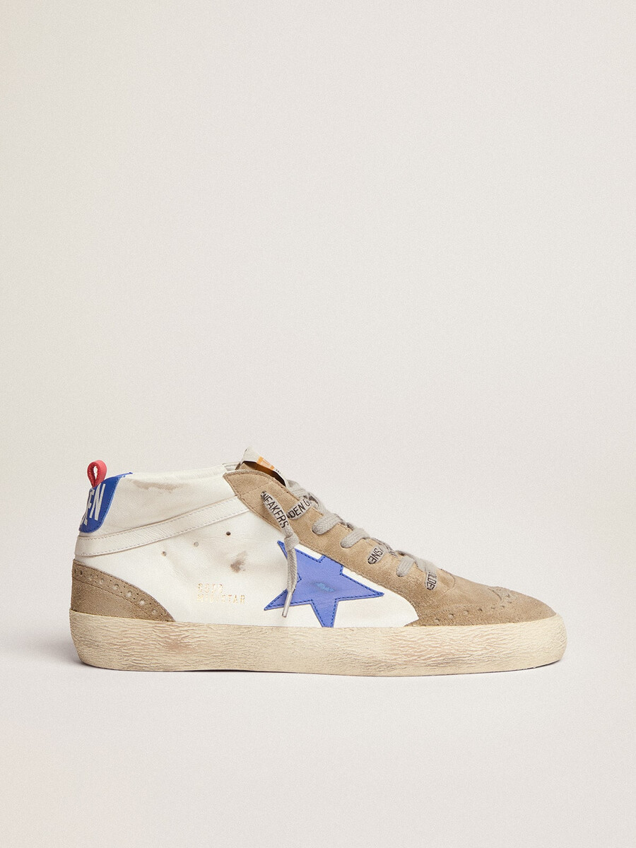 herren-sneaker mid star mit blauem lederstern und taubengrauen wildledereinsätzen