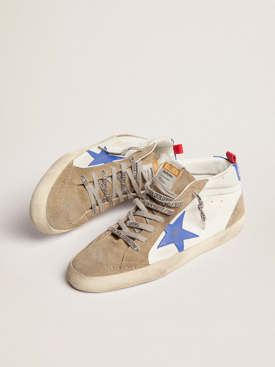 herren-sneaker mid star mit blauem lederstern und taubengrauen wildledereinsätzen