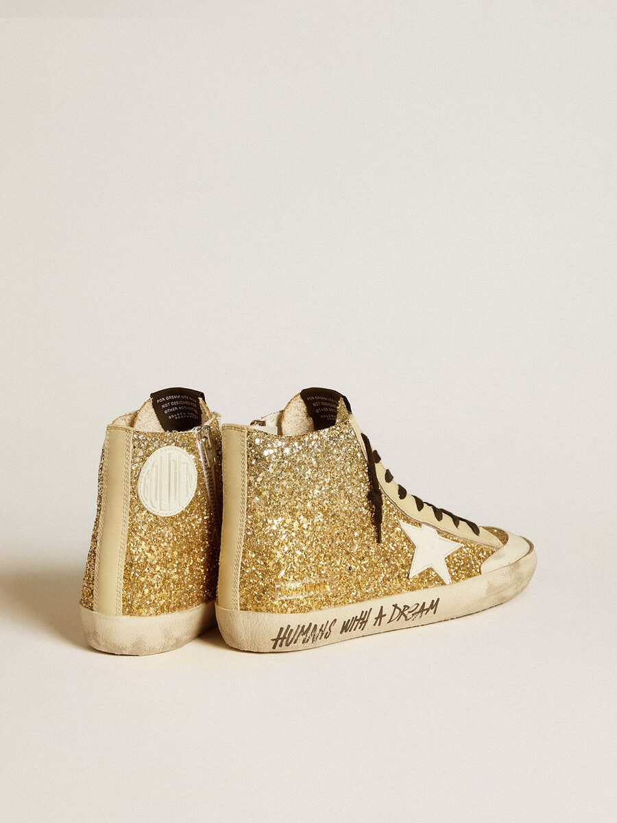 francy penstar in goldglitzer mit weißem lederstern