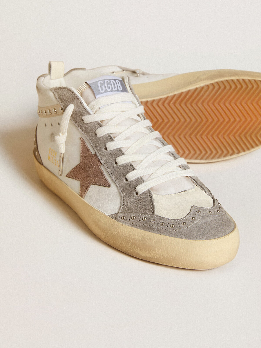 damen-sandalen „mid star aus nappa- und wildleder mit hellbraunem metallic-lederstern