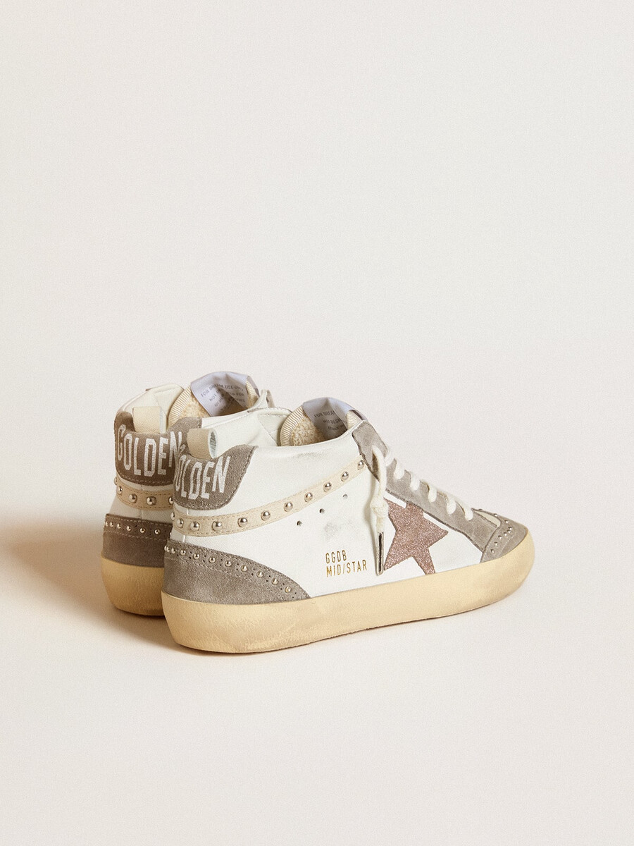 damen-sandalen „mid star aus nappa- und wildleder mit hellbraunem metallic-lederstern