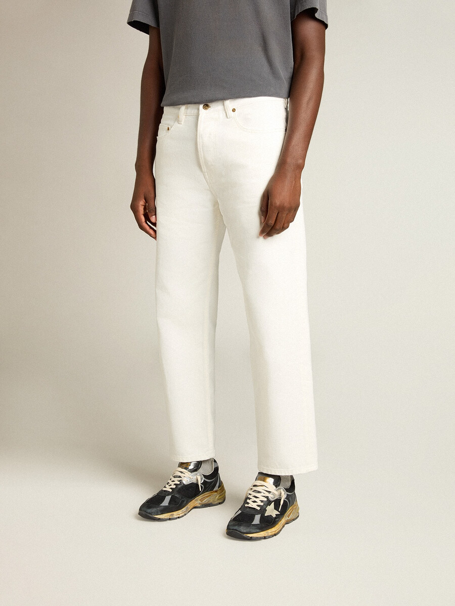 weiße herren-jeans