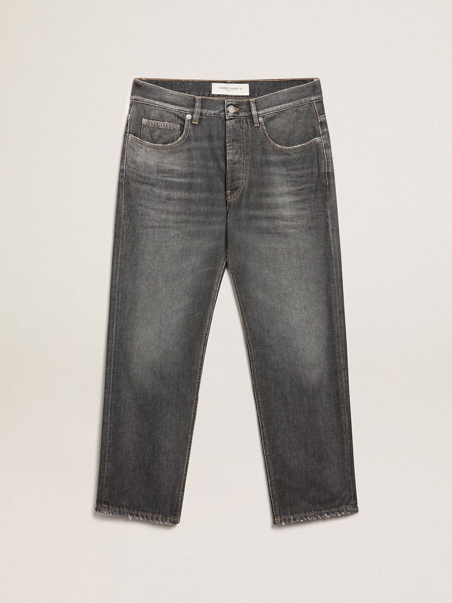 schwarze herrenjeans im stonewashed-look