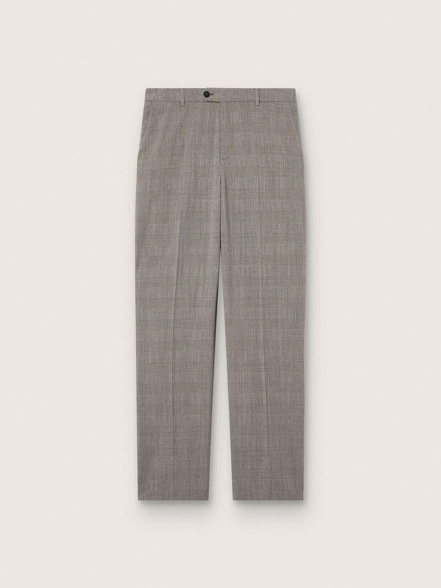 schmal geschnittene herrenhose in grauem prince-of-wales-karo.