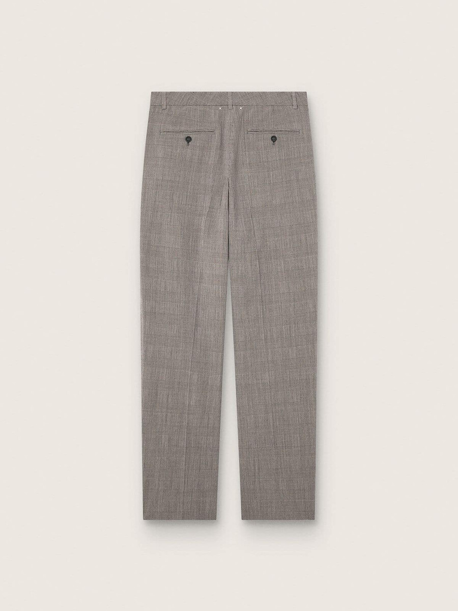 schmal geschnittene herrenhose in grauem prince-of-wales-karo.