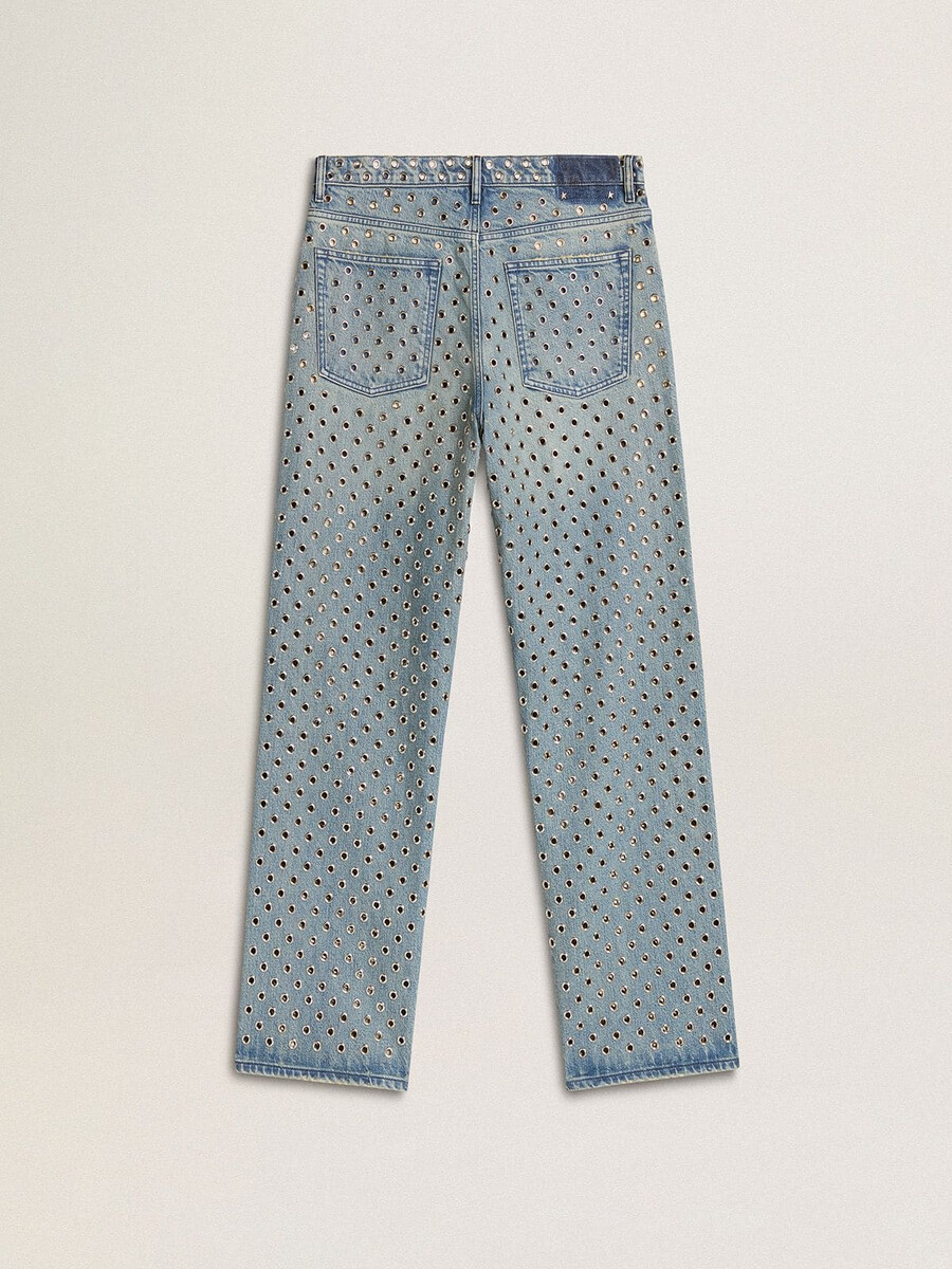 damen-jeans mit waschung und durchgehenden Ösen
