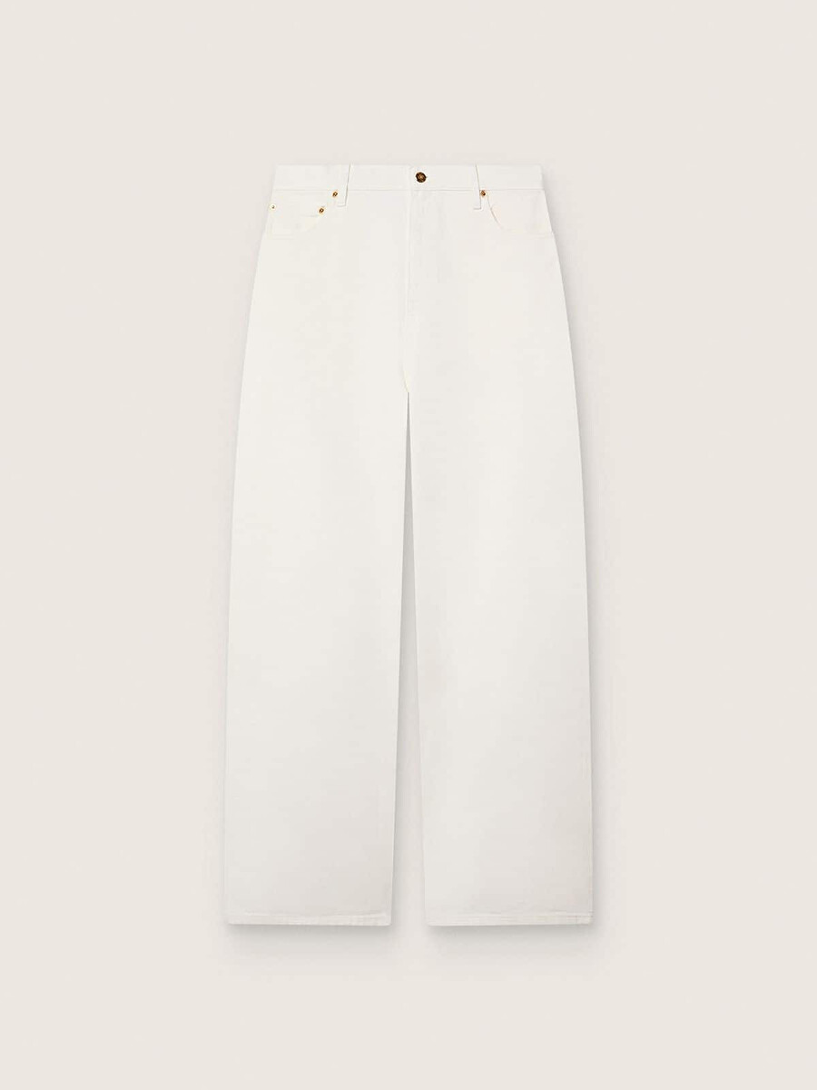 goldene boyfriend-jeans für damen aus optisch weißem bull-denim