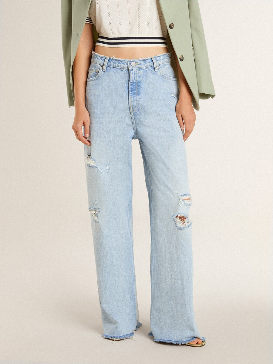 damenhosen aus denim mit used-look