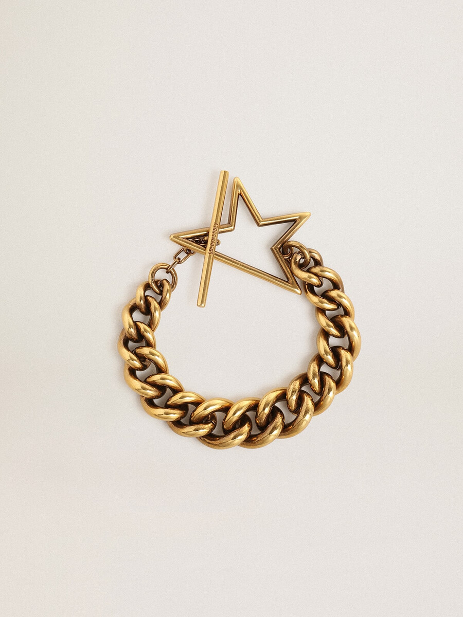 armband aus antikgoldener abnehmender kette mit sternförmigem verschluss