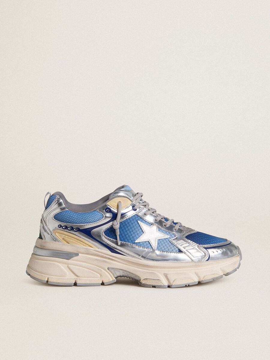 lightstar damenschuh aus hellblauem mesh mit weißem tpu-stern und silbernen einsätzen aus biobasierten materialien