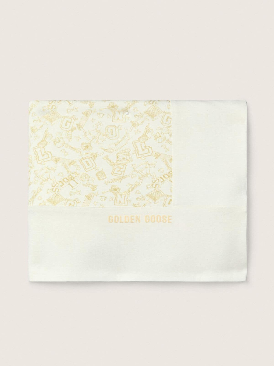 journey babydecke aus weißem baumwollfleece mit pfirsichrosa maskottchen-print