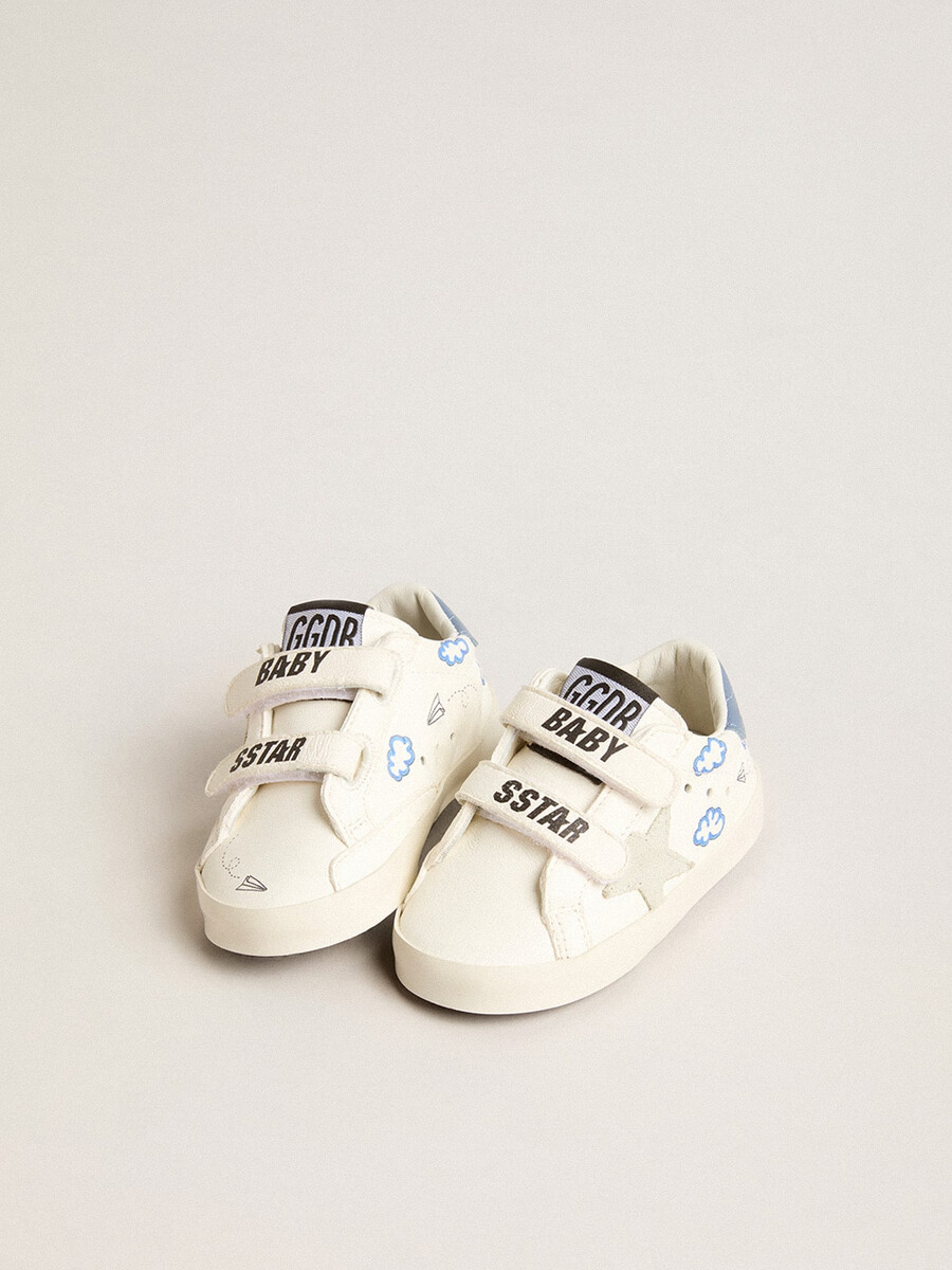 baby old school mit wildlederstern und hellblauer leder-fersenlasche