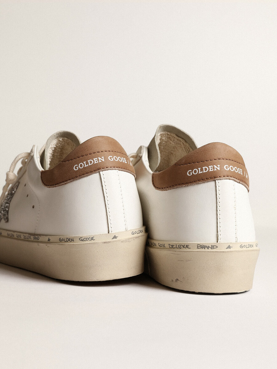 damen-sandalen hi star mit silbernem glitzerstern und taubengrauer nubuk-fersenlasche