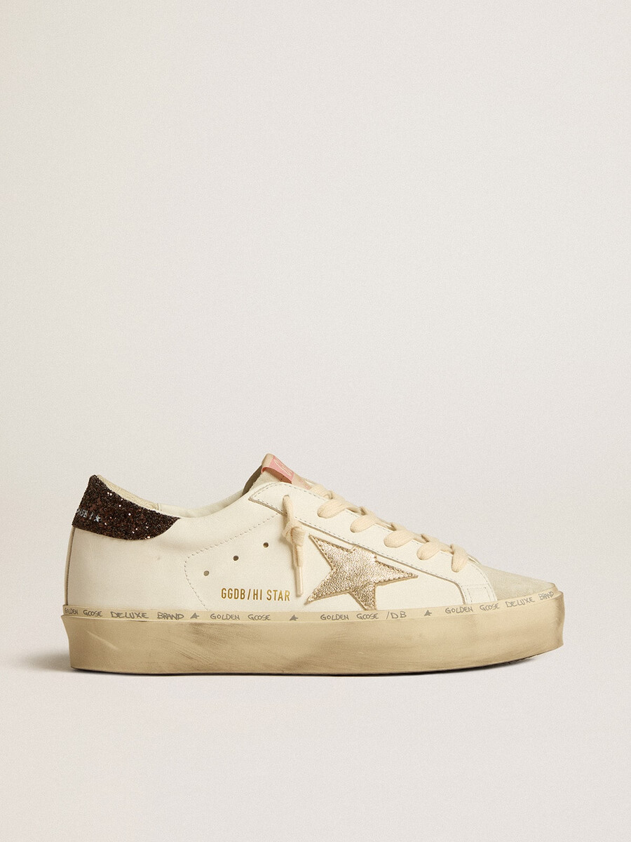 hi star mit platinfarbenem metallic-lederstern und glitzernder fersenlasche