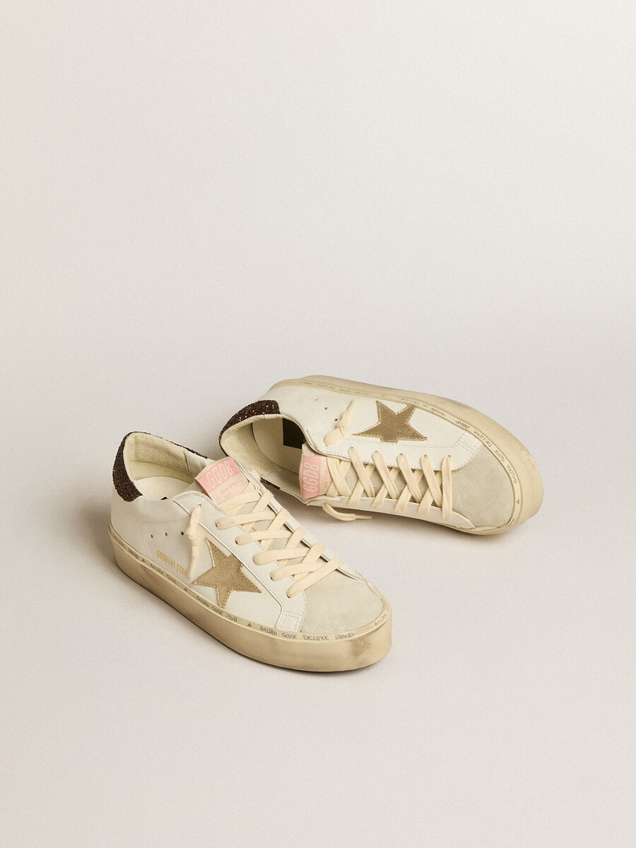 hi star mit platinfarbenem metallic-lederstern und glitzernder fersenlasche
