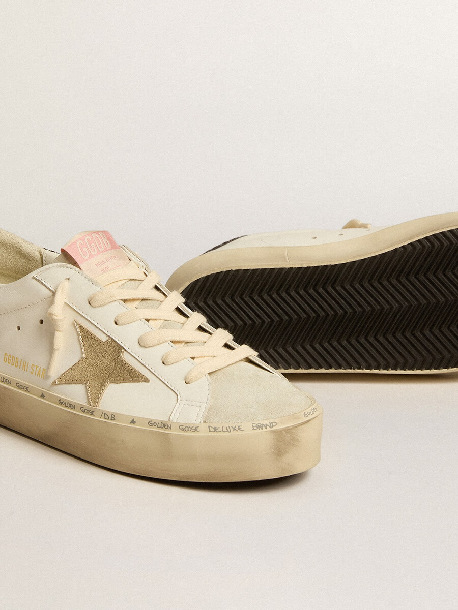 hi star mit platinfarbenem metallic-lederstern und glitzernder fersenlasche